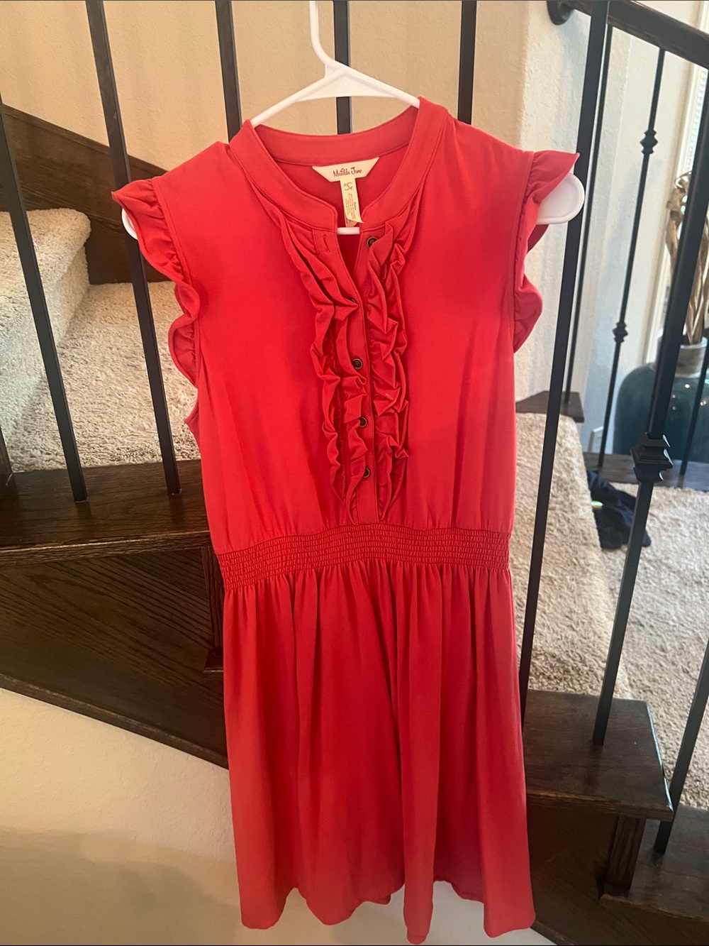 Matilda Jane Red Ruffle-Front Casual Dress